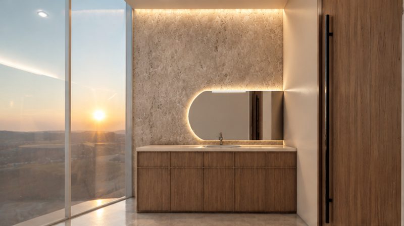 Treatment room with a Dubai sunset view